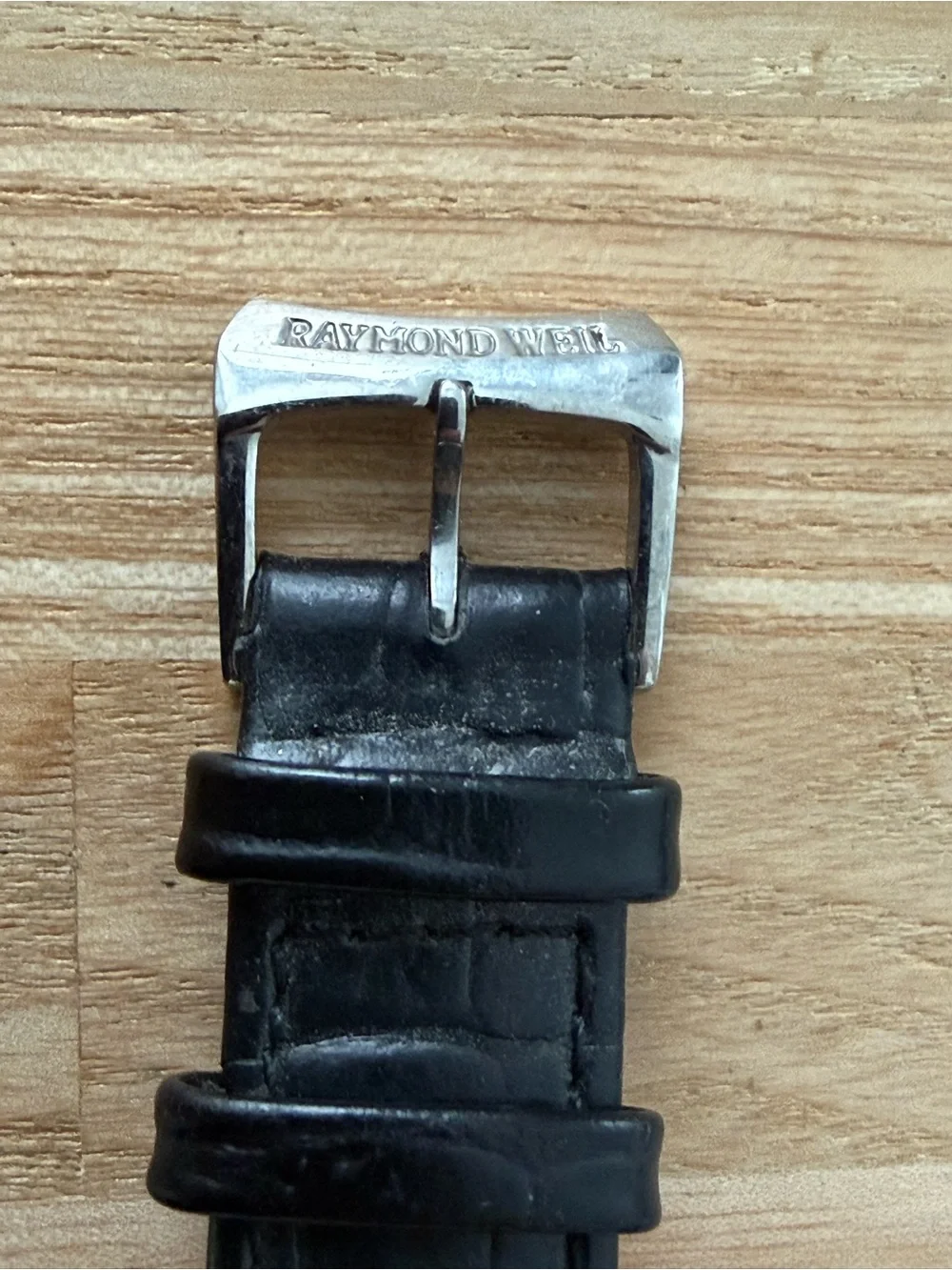 Raymond Weil Geneve Rare Stainless Case Vintage Watch White Dial Leather Strap